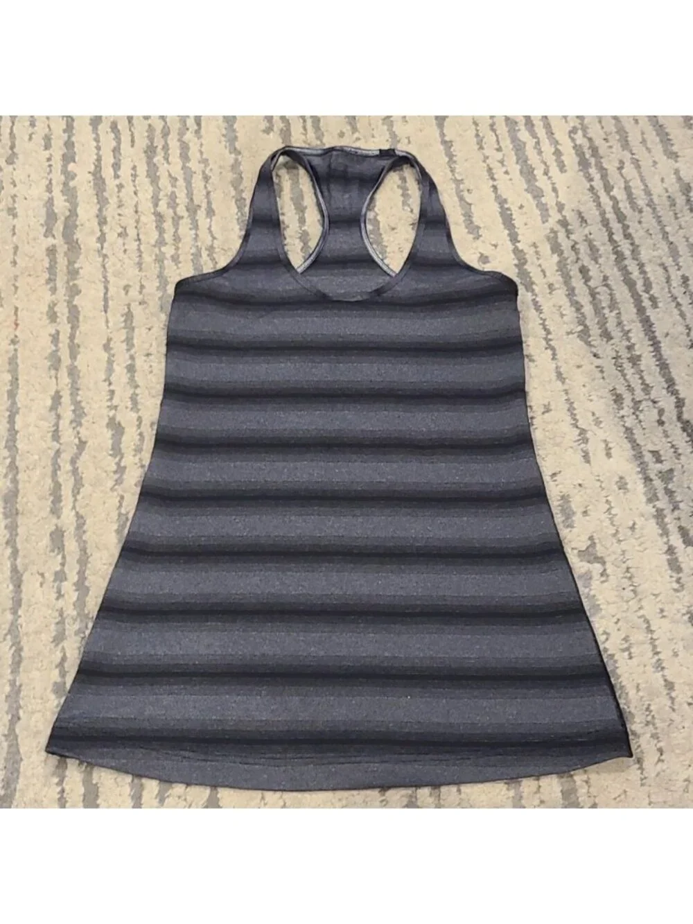 Lululemon Cool Racerback Capilano Stripe Heathered Deep Coal Black tank top
